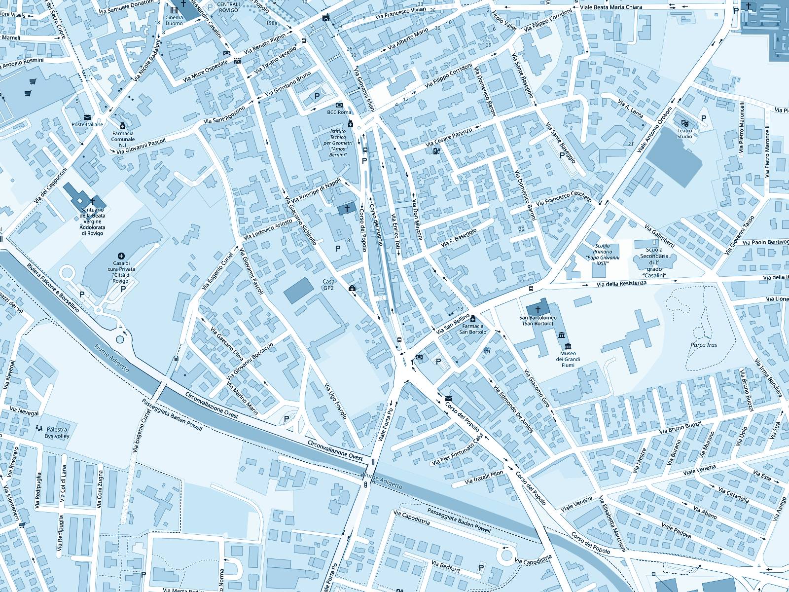 Mappa della zona intorno al negozio, in Corso del Popolo 369, 45100 Rovigo